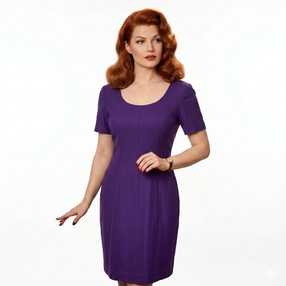 NWT Liz Claiborne Retro Sheath Dress deadstock purple Office Siren Whimsigoth